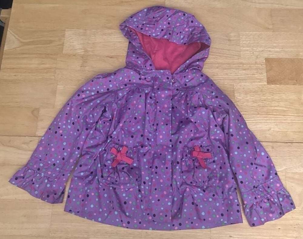 Falls Creek Purple Polka Dot Hooded Rain Jacket 18 Months